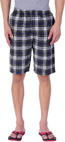 Mens Multicolour stripe Cotton Woven Checkered Boxer Shorts with Side Pocket