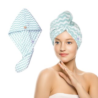                       iota Microfiber Hair Wrap Towel 500GSM, Quick Dry, Super Absorbent(Cyan)                                              