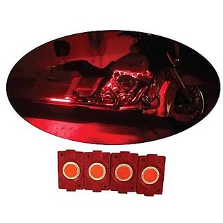                       Petrox Universal Imported Patch Lights Fancy Light For Bike  Decoration Light  Front/Rear Bike Body Lights  Back Up Lamp Dash Light License Plate Light Parking Light Tail Light Car Motorbike Van Truck Led (Pack Of 4 Red)                                              