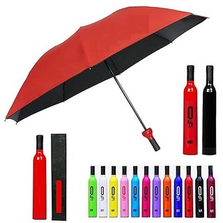                       Aquago Wine Bottle Umbrella Windproof Double Layer Umbrella With Bottle Cover For Uv Protection  Rain For Men Women And Kids                                              