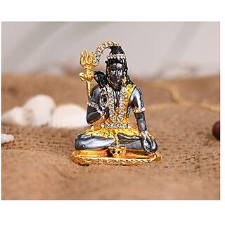                       Collectible India Gold Plated Lord Shiva Statue Car Dashboard - Shiva Idol Showpiece - Lord Blessing Shiv Shankar Bholenath Deity Figurine Home Office Temple Art Decor.                                              