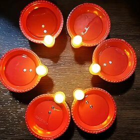 F C Fancy Creation Water Sensor LED Diyas for Diwali Decorations Tea Light Candles for  Mandir, and Festival Decor. (Pack of 6)