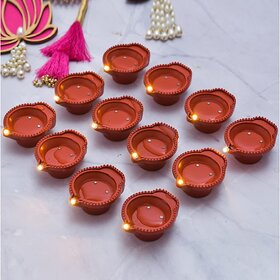 F C Fancy Creation Water Sensor LED Diyas for Diwali Decorations Tea Light Candles for Mandir, and Festival Decor. (Pack of 12)