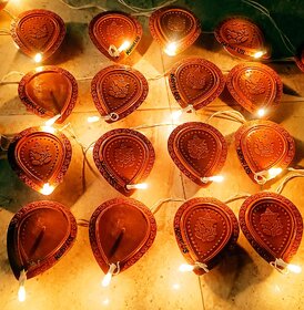 F C Fancy Creation Diwali Decorative 21 Led Diya Lights Electric Diya Deepak String Lighting For Diwali Home Decor, (1)