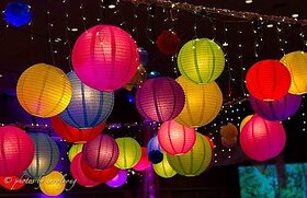 F C Fancy Creation 12 Round Hanging Lanterns Enhance Home Decor and Diwali Lights with Paper Lamp Lantern (Pack of 3, Multicolour)