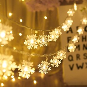 F C Fancy Creation Christmas Snow Flakes String Lights with 16 LEDs for Diwali Home Decor and Perfect for Christmas