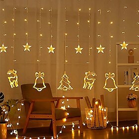 F C Fancy Creation Christmas Curtain Light with 12 LEDs Ideal for Diwali Home Decor and Perfect for Christmas