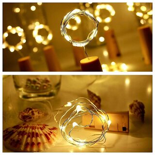                       Pack of 10 Fancy Creation Decorative Bottle Cork String Light Copper Wire Starry Fairy Lights Battery Warm White 20 Led                                              