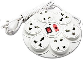 DIGWAY 8 Socket Round Extension Board(Cord Length 2.0 Meter) 8 Socket Extension Boards  (Beige, 2.5 m)_654clone