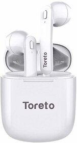 Toreto T-Pods TWS Wireless Earbuds Handsfree Wireless Earphones, TOR286 Bluetooth Headset (White, True Wireless)_329clone