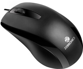 ZEBRONICS ALEX Wired Ambidextrous Optical Mouse (USB 2.0, Black)