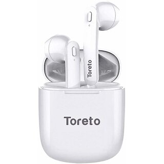                       Toreto T-Pods TWS Wireless Earbuds Handsfree Wireless Earphones, TOR286 Bluetooth Headset (White, True Wireless)_329clone.                                              