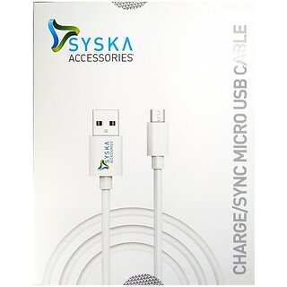 Syska CC10 1.2 m Micro USB Cable (Compatible with All Phones With Micro USB Port, White, One Cable)_349clone Syska CC10 1.2 m Micro USB Cable (Compatible with All Phones With Micro USB Port, White, One Cable)_349clone