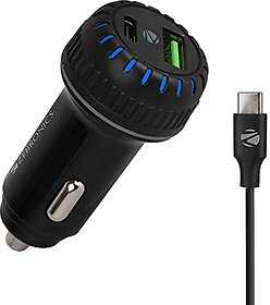 Zebronics ZEB-CC5236Q Car Charger with 36W Rapid charge Type C/USB output LED indicator intelligent charging ABS plastic Protections for Short circuit/over current/voltage and temperature (Black)_479clone