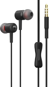 AXL AEP PA10 Wired Earphones with Integrated Mic, Powerful Bass, 3.5 mm Gold Plated Jack (Black)_495clone