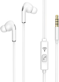 AXL AEP-15B Wired Earphones with MIC, Extra BASS, 3.5 mm Gold Plated Connecting Jack (White)_496clone