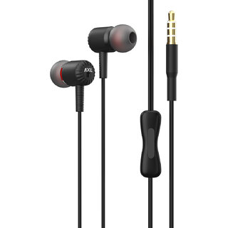                       AXL AEP PA10 Wired Earphones with Integrated Mic, Powerful Bass, 3.5 mm Gold Plated Jack (Black)_495clone.                                              