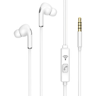                       AXL AEP-15B Wired Earphones with MIC, Extra BASS, 3.5 mm Gold Plated Connecting Jack (White)_496clone.                                              