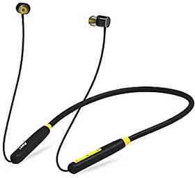 Foxin FoxBeat 135 Wireless Neckband with Mic 25 Hours Playtime Enhanced Bass Magnetic Metal Earbuds Bluetooth 5.0 Voice Assistant IPX5 Water Resistant Made in India(Black-Yellow)_511clone