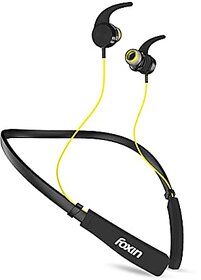 Foxin FoxBeat 130 Wireless Neckband with Enhanced Bass Up to 22H Playback Memory Card Slot Magnetic Metal Ear Buds Sweat Proof Bluetooth v5.0 Voice Assistant Made in India (Blazzing Yellow)_510clone