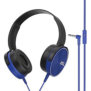                       AXL AHP-02 Wired On-Ear Headphone with in line Mic HD Sound and Cosy Padded Adjustable Earcups - Blue_501clone                                              