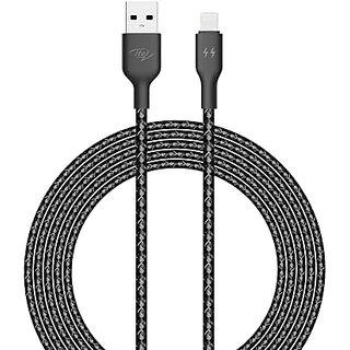 Itel Nylon Braided Lightning Cable For Iphone Devices With 30 Faster Charging 2.4A Output And 1 Meter Length (Black)_712clone Itel Nylon Braided Lightning Cable For Iphone Devices With 30 Faster Charging 2.4A Output And 1 Meter Length (Black)_712clone