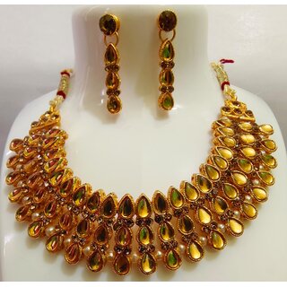                       Women Gold Plated Necklace + Earrings Set New Trending                                              