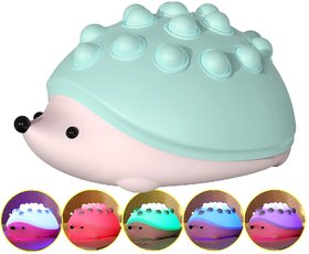 Night Light for Kids Room, Pop It Ball Fidget Toys Cute Hedgehog Aniaml Night Lamp, Silicone Nightlight Rechargeable Col