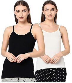 Code Yellow Women's Viscose Spandex Daily Essential Camisole pack of 4 - (Regular Size - 2 black and 2 white)