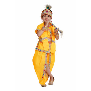 Kaku Fancy Dresses Shri Krishna Dress for Baby Boy  Girl, Janmashtami, Bal Krishna Dhoti Dress, Kanha Accessories