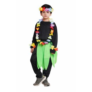 Kaku Fancy Dresses Artificial Leave Belt With Vibrant Flower Mala Set For Hawayan Dance, Adivasi Costume Accessory Kaku Fancy Dresses Artificial Leave Belt With Vibrant Flower Mala Set For Hawayan Dance, Adivasi Costume Accessory