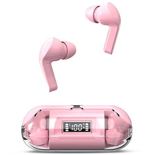 Digimate Transbud  Earbuds With Charging Case 6 Hours Play Time Bluetooth Version 5.3 With MIC (DG-EP02, Pink)