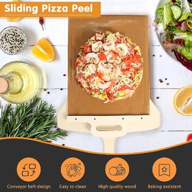 Sliding Pizza Peel, Pizza Paddle Spatula With Wooden Handle, Non Stick Large Pizza Slider, 16 Pizza Shovel - Smart Pizz