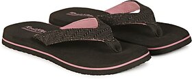 REAL WAY Women Slippers (Black , 6)