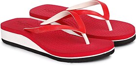 REAL WAY Women Slippers (Red , 5)