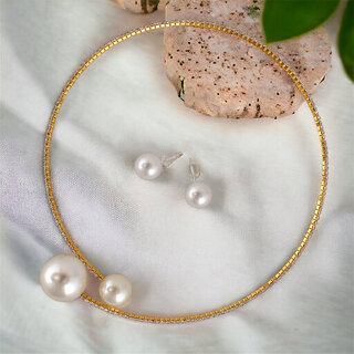                       LUCKY JEWELLERY Designer Choker Hasli Necklace Set With Earrings For Women & Girls (228-CHSM-1142)                                              