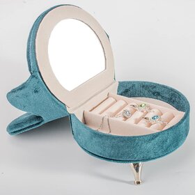 7.5 Inch Openable Dark Green Sofa Jewelry Box Armchair for Dollhouse Heart Shape Velvet Chair 1/6 Scale Dolls Accessorie