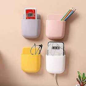 Multipurpose Wall Mount Mobile Holder, Charging Holder,Stationery Organizer (Pack of 5, Multicolor)