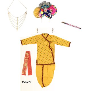 Raj Fancy Dresses Krishna Dress for Kids, Baby Krishna Dress for Janmashtami with Krishna Mukut, 3 Months-8 Years Raj Fancy Dresses Krishna Dress for Kids, Baby Krishna Dress for Janmashtami with Krishna Mukut, 3 Months-8 Years
