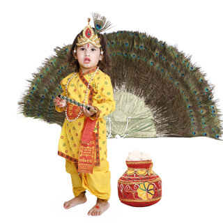 Raj Fancy Dresses Krishna Dress for Kids, Baby Krishna Dress for Janmashtami with Krishna Mukut, 3 Months-8 Years Raj Fancy Dresses Krishna Dress for Kids, Baby Krishna Dress for Janmashtami with Krishna Mukut, 3 Months-8 Years