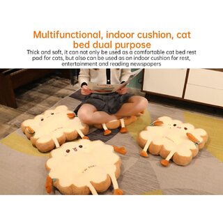                       Pet Bed Toast Shape Cat Cushion Heightened and Thickened Cat Bed Indoor Cat and Dog Cushion Creative Bread Piece Cat and                                              