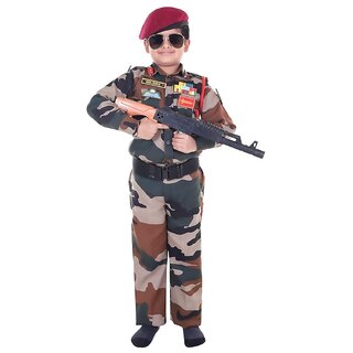 Raj Costume Army Dress for Kids, Indian Military Soldier, New Army Beret (3 Years) Raj Costume Army Dress for Kids, Indian Military Soldier, New Army Beret (3 Years)