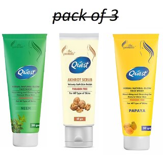 QUEST AKHROT SCRUB NEEM & PAPAYA FACE WASH( PACK OF 3) QUEST AKHROT SCRUB NEEM & PAPAYA FACE WASH( PACK OF 3)