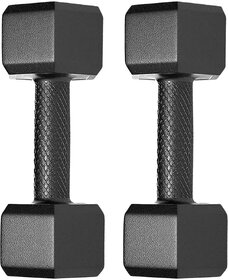 Protoner Pair of 1 kg Each PVC Dumbbells Set Hex, Black