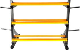 Protoner Blend 2 in 1 Dumbbell and Plates Rack (Black, Yellow, 500 Kgs Capacity)