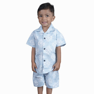                       Kid Kupboard Cotton Baby Boys Shirt and Short Set, Multicolor, Half-Sleeves, 4-5 Years KIDS6473                                              