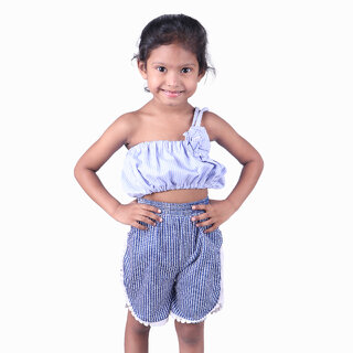                       Kid Kupboard Cotton Baby Girls Top and Short Set, Multicolor, Sleeveless, 4-5 Years KIDS6478                                              