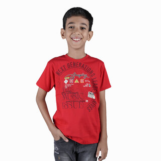                       Kid Kupboard Cotton Boys T-Shirt, Red, Half-Sleeves, 7-8 Years KIDS6487                                              