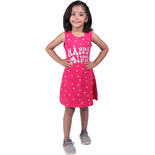                       Kid Kupboard Cotton Girls A-Line Frock, Pink, 6-7 Years KIDS6503                                              