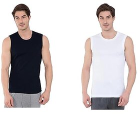 Roundfeet Men Rib Muscle Vest and Men's Regular Fit Tank Top Pack of 2